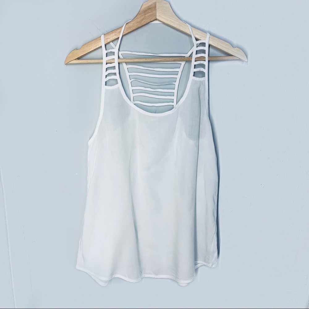 E M white lightweight spaghetti strap top